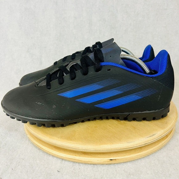 ADIDAS X SPEEDFLOW.4 TURF BLACK Blue MEN'S SOCCER SHOES Size 5.5 FY3326 - Picture 2 of 8